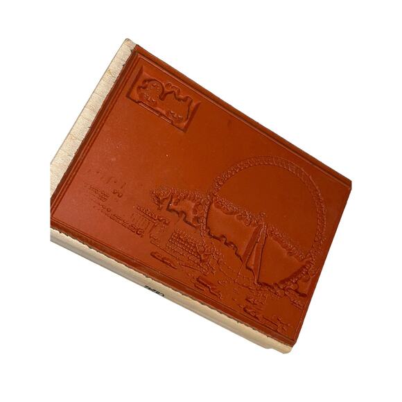 Stampington C8242 Millennium Wheel Wood Mounted Stamp 2001 Retired Gift Vintage - Picture 7 of 10